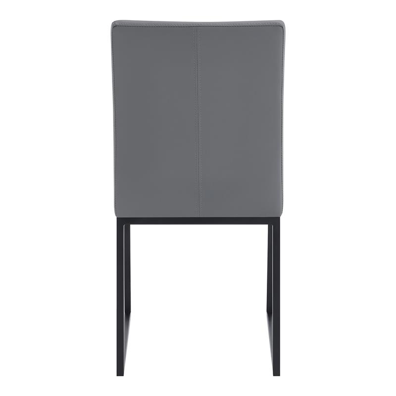 Armen Living Trevor Modern Faux Leather Dining Chair in Black (Set of 2)