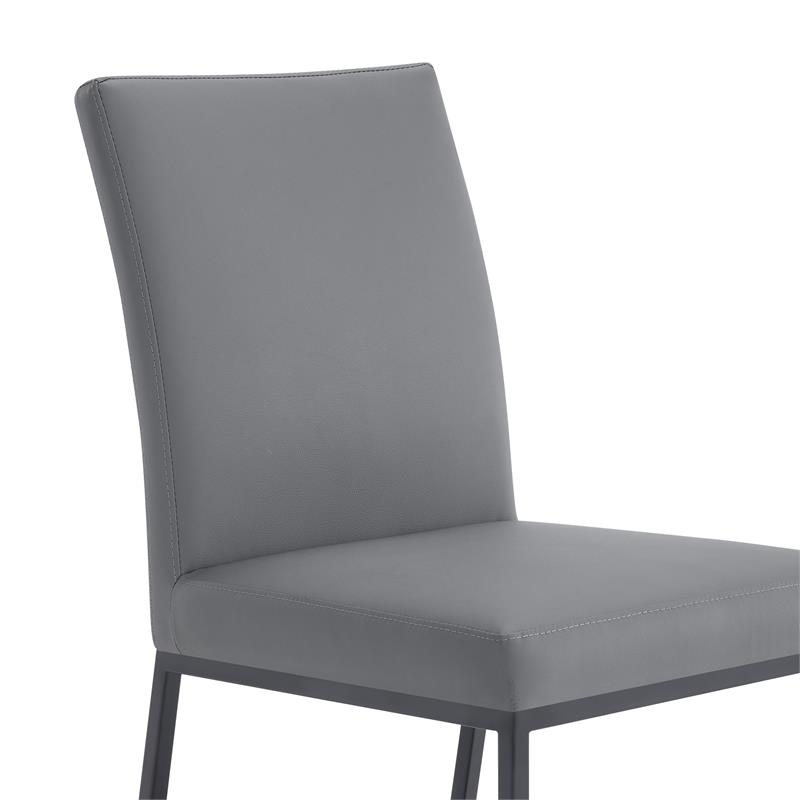 Armen Living Trevor Modern Faux Leather Dining Chair in Black (Set of 2)