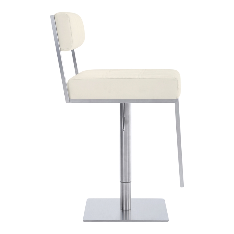 Armen Living Michele Modern Stainless Steel Swivel Barstool in Chrome