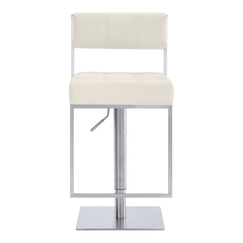 Armen Living Michele Modern Stainless Steel Swivel Barstool in Chrome