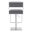 Armen Living Michele Faux Leather Swivel Bar Stool in Gray/Stainless Steel