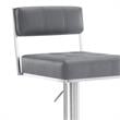 Armen Living Michele Faux Leather Swivel Bar Stool in Gray/Stainless Steel