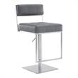 Armen Living Michele Faux Leather Swivel Bar Stool in Gray/Stainless Steel