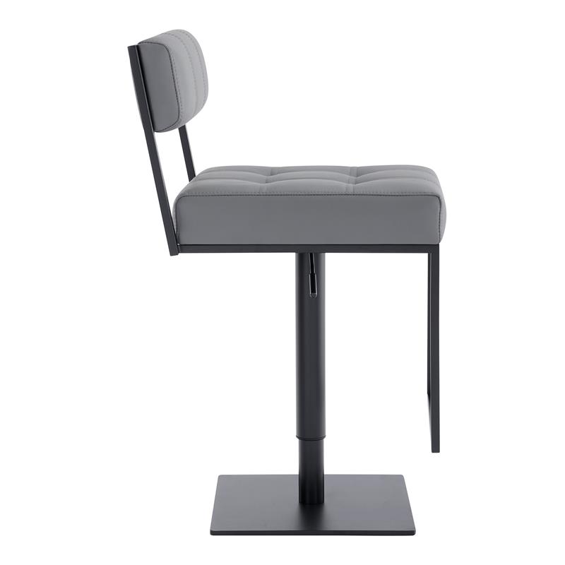 Armen Living Michele Modern Faux Leather Swivel Bar Stool in Gray/Black