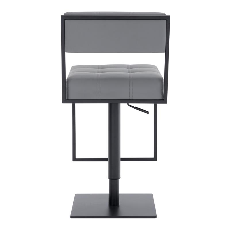 Armen Living Michele Modern Faux Leather Swivel Bar Stool in Gray/Black