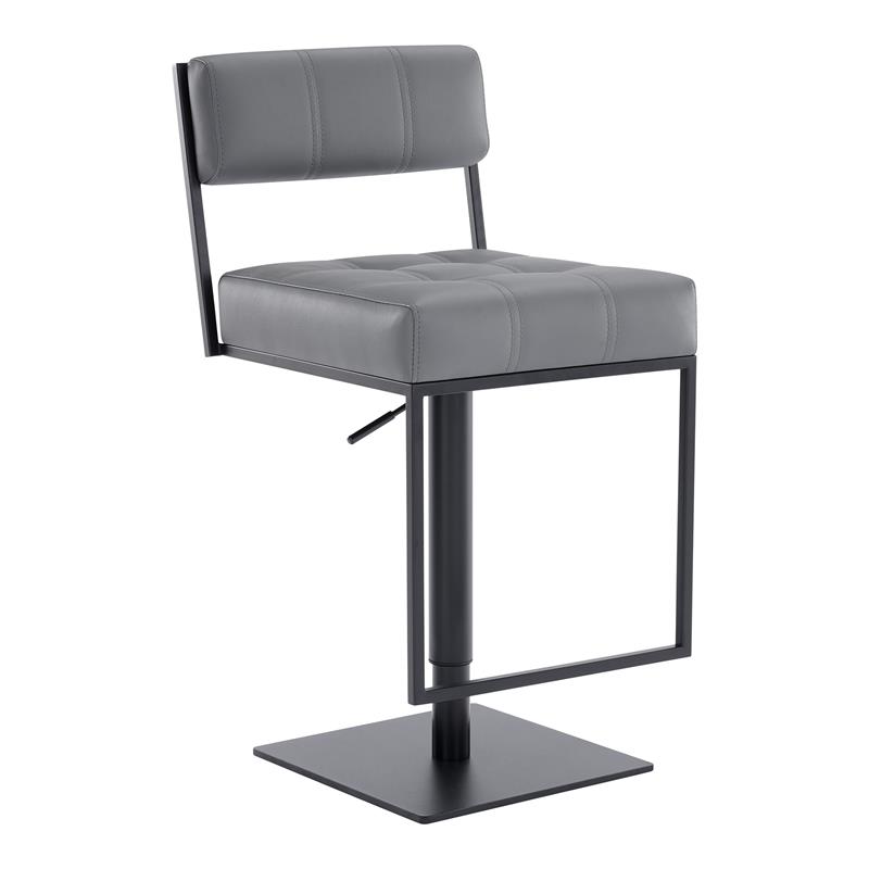 Armen Living Michele Modern Faux Leather Swivel Bar Stool in Gray/Black