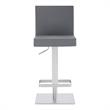 Armen Living Legacy Modern Faux Leather Swivel Bar Stool in Gray/Stainless Steel
