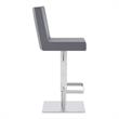 Armen Living Legacy Modern Faux Leather Swivel Bar Stool in Gray/Stainless Steel
