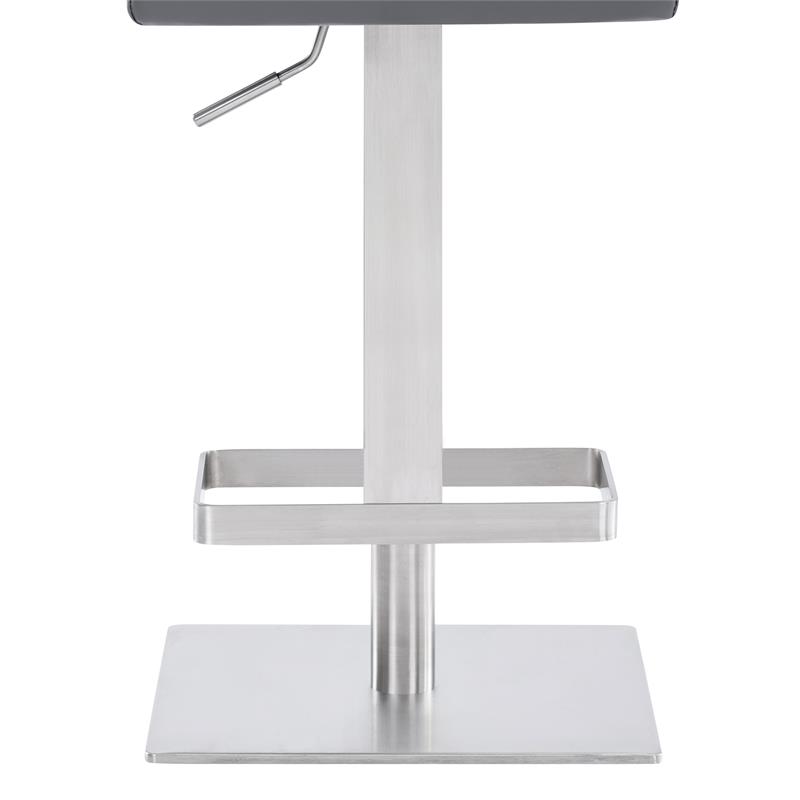 Armen Living Legacy Modern Faux Leather Swivel Bar Stool in Gray/Stainless Steel
