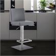 Armen Living Legacy Modern Faux Leather Swivel Bar Stool in Gray/Stainless Steel