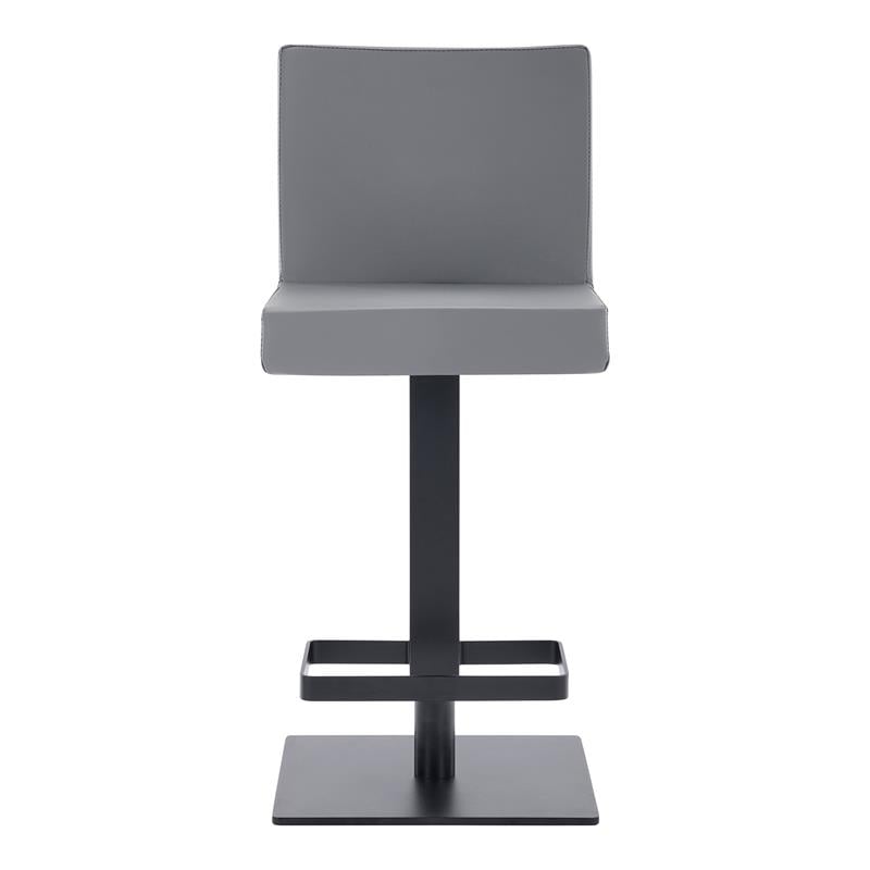 Armen Living Legacy Modern Faux Leather Swivel Bar Stool in Gray/Black
