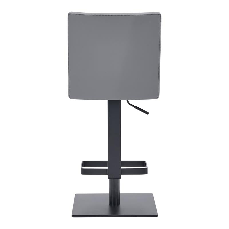 Armen Living Legacy Modern Faux Leather Swivel Bar Stool in Gray/Black