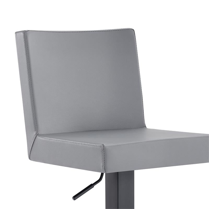 Armen Living Legacy Modern Faux Leather Swivel Bar Stool in Gray/Black