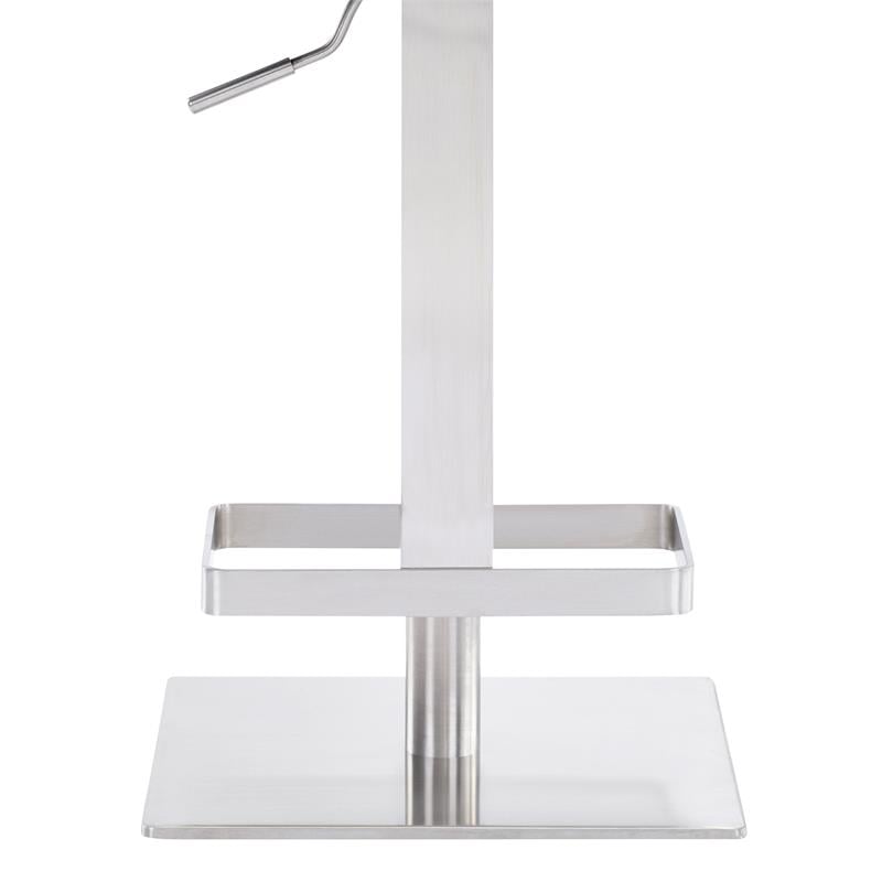 Armen Living Kaylee Modern Faux Leather Swivel Bar stool in Gray/Stainless Steel