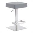 Armen Living Kaylee Modern Faux Leather Swivel Bar stool in Gray/Stainless Steel