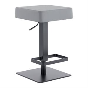 Kaylee Faux Leather Swivel Bar stool in Matte Black and Gray
