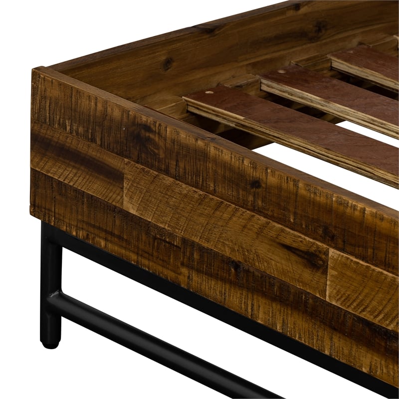 Armen Living Cusco Modern Wood Platform King Bed in Acacia Brown