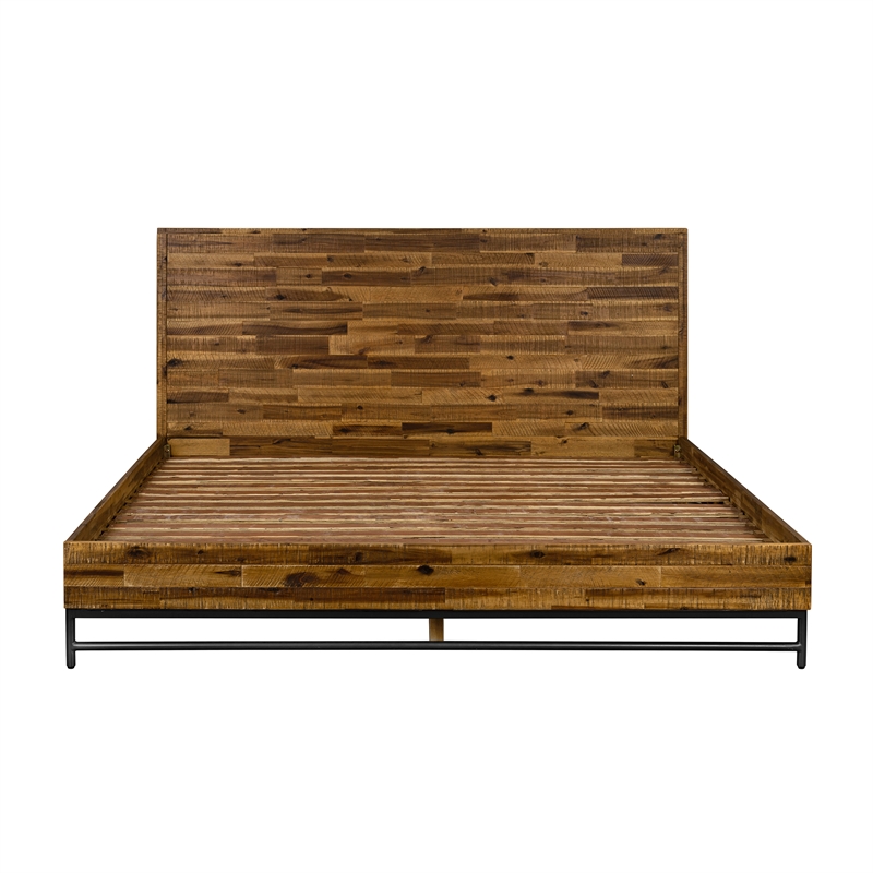 Armen Living Cusco Modern Wood Platform King Bed in Acacia Brown