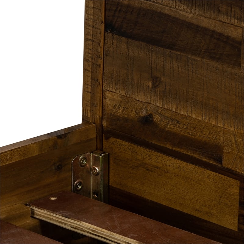 Armen Living Cusco Modern Wood Platform King Bed in Acacia Brown