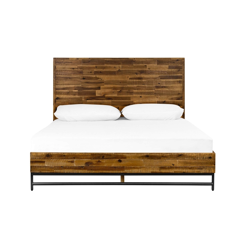 Armen Living Cusco Modern Wood Platform Queen Bed in Acacia Brown