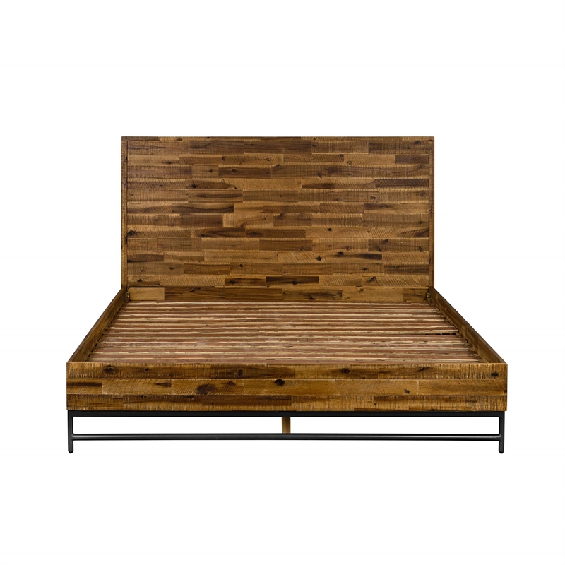 Armen Living Cusco Modern Wood Platform Queen Bed in Acacia Brown