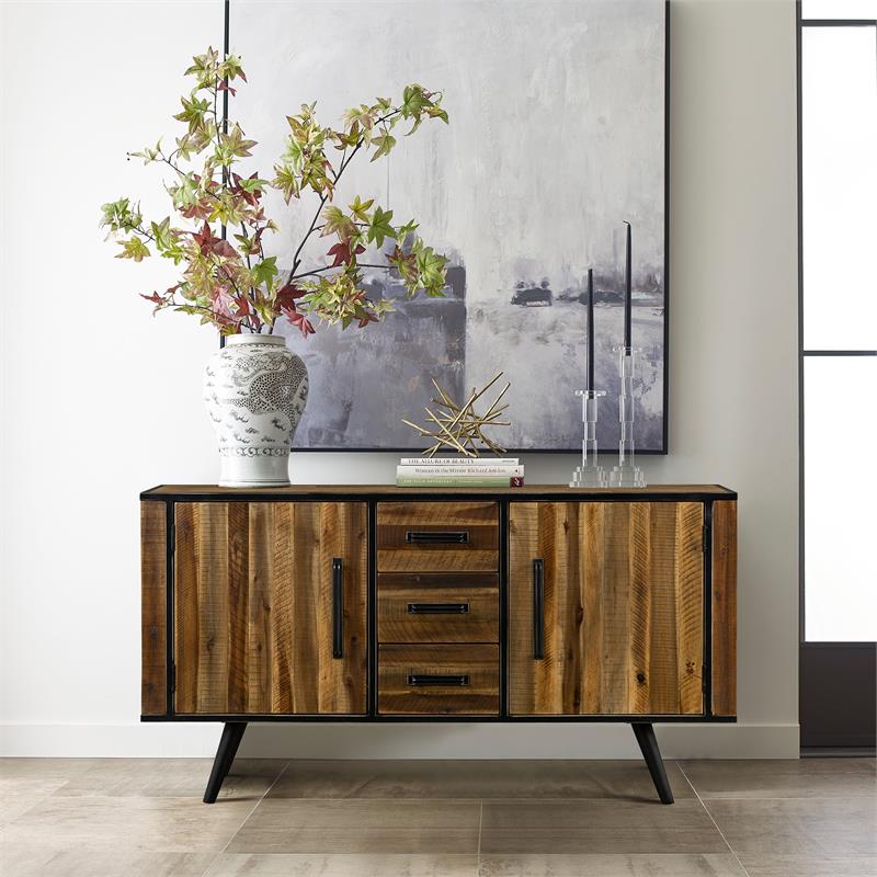 Armen Living Cusco Modern Wood Buffet Cabinet in Acacia Brown