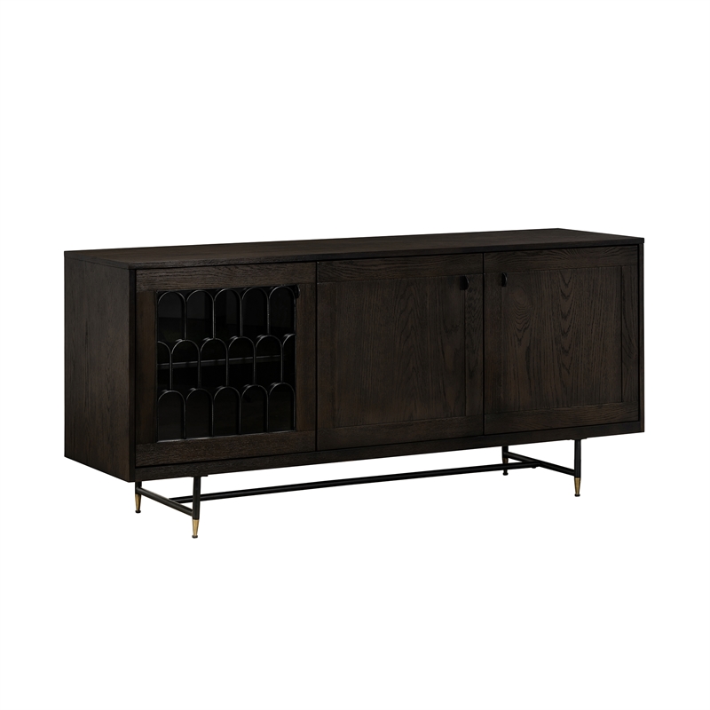 Armen Living Gatsby 2-Door Modern Wood & Metal Buffet Cabinet in Dark Gray/Oak