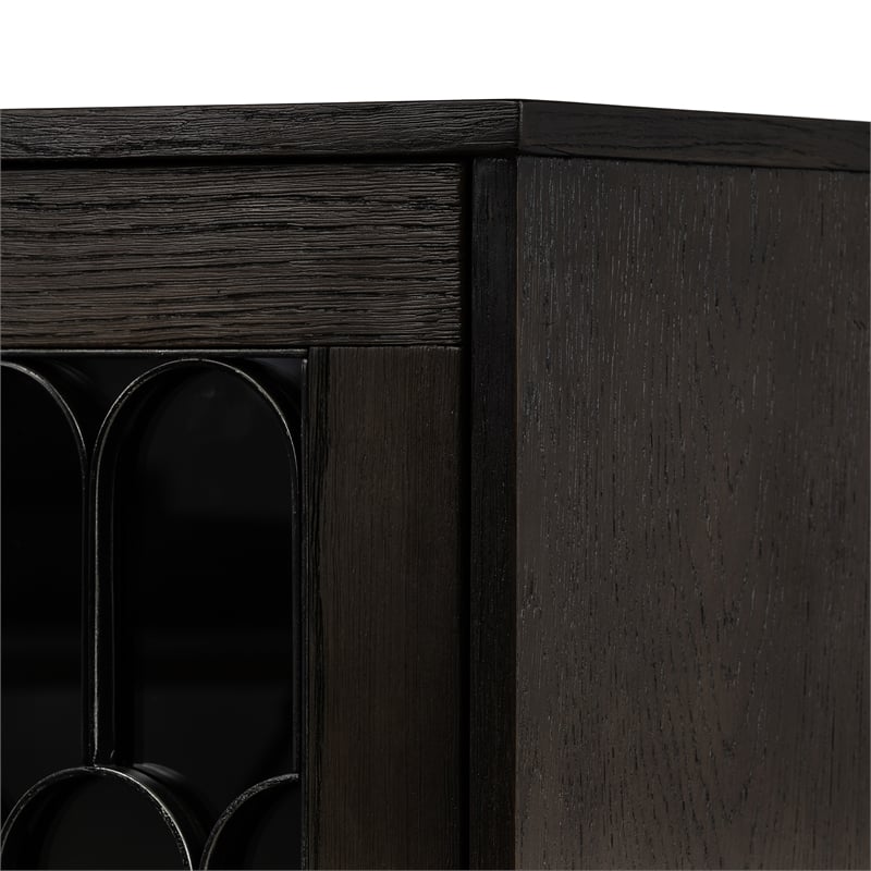 Armen Living Gatsby 2-Door Modern Wood & Metal Buffet Cabinet in Dark Gray/Oak