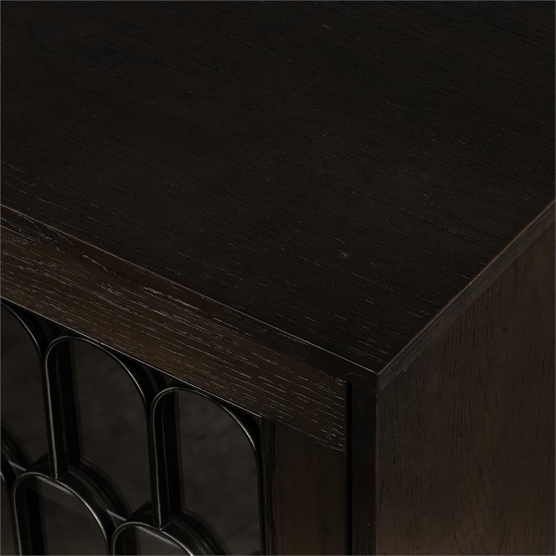 Armen Living Gatsby 2-Door Modern Wood & Metal Buffet Cabinet in Dark Gray/Oak