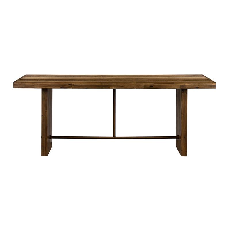 Armen Living Superb Trestle Contemporary Wood Top Dining Table in Oak