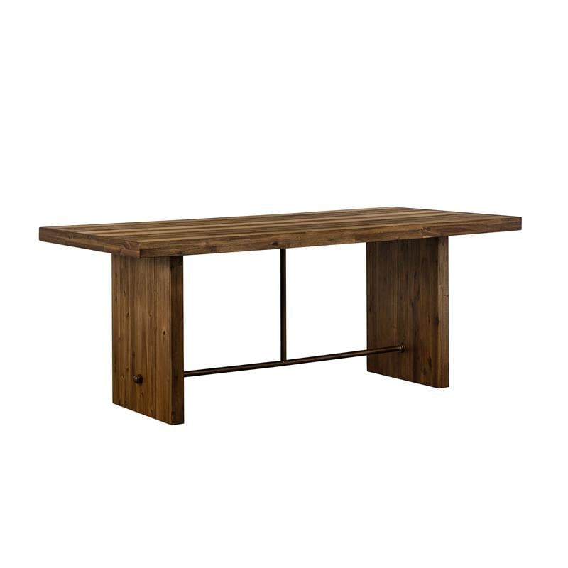 Armen Living Superb Trestle Contemporary Wood Top Dining Table in Oak