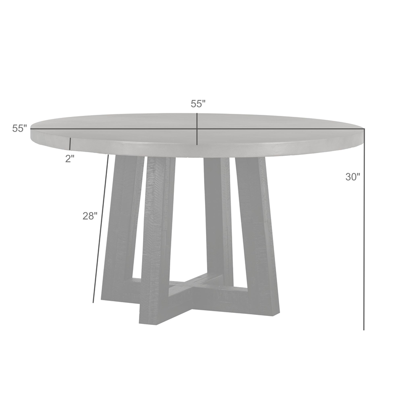 Armen Living Chester Round Contemporary Stone/Wood Dining Table in Gray/Black
