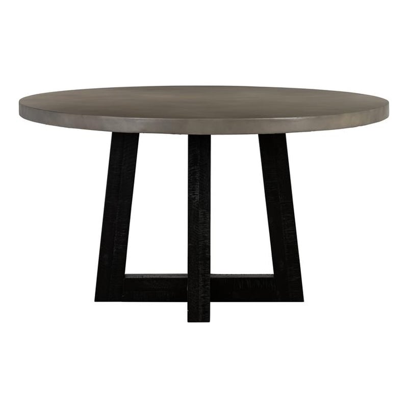 Armen Living Chester Round Contemporary Stone/Wood Dining Table in Gray/Black