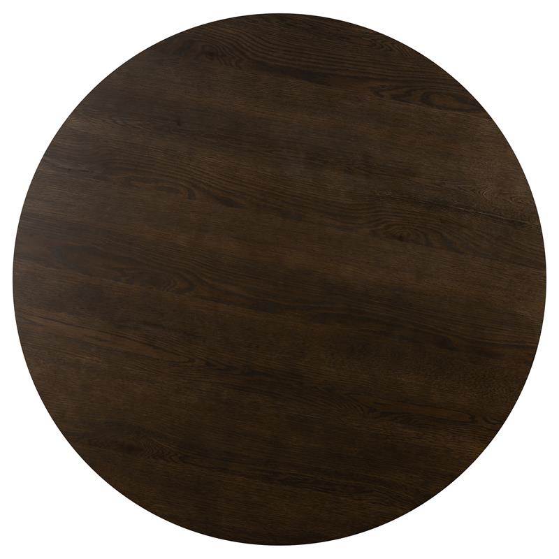 Armen Living Gatsby Round Contemporary Wood & Metal Dining Table in Oak/Black