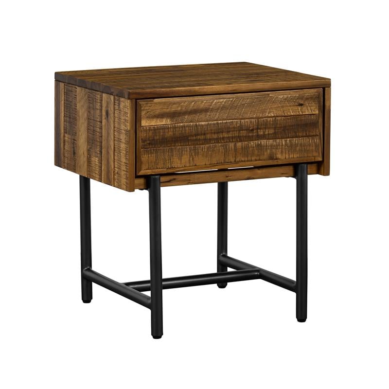 Armen Living Cusco Modern Wood Single Drawer Night stand in Brown