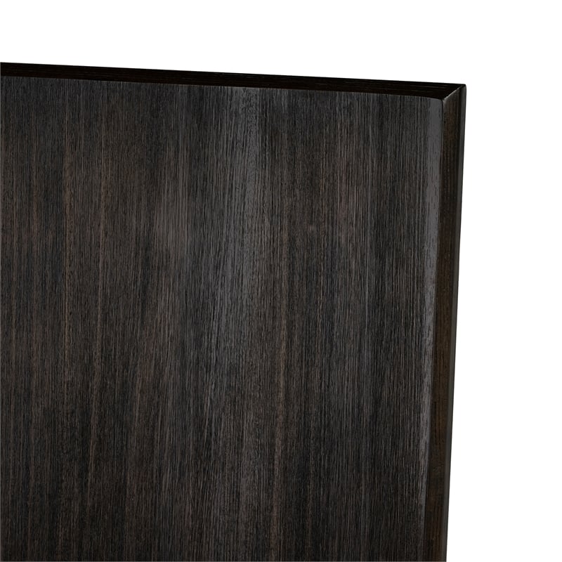 Armen Living Baly Wood Platform King Bed with Antique Brass Accents in Brown