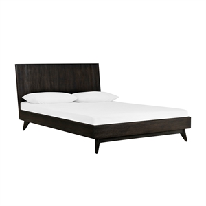armen living baly mid-century wooden panel platform bed in brushed brown