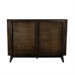 Armen Living Baly Wood Platform Queen Bed with Antique Brass Accents in Brown
