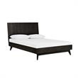 Armen Living Baly Wood Platform Queen Bed with Antique Brass Accents in Brown