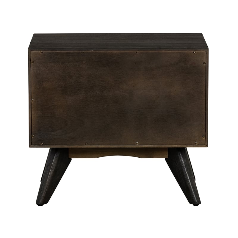 Armen Living Baly Mid-Century Wood 2-Drawer Night Stand in Brown