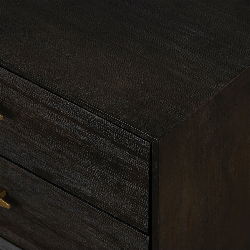 Armen Living Baly Mid-Century Wood 2-Drawer Night Stand in Brown