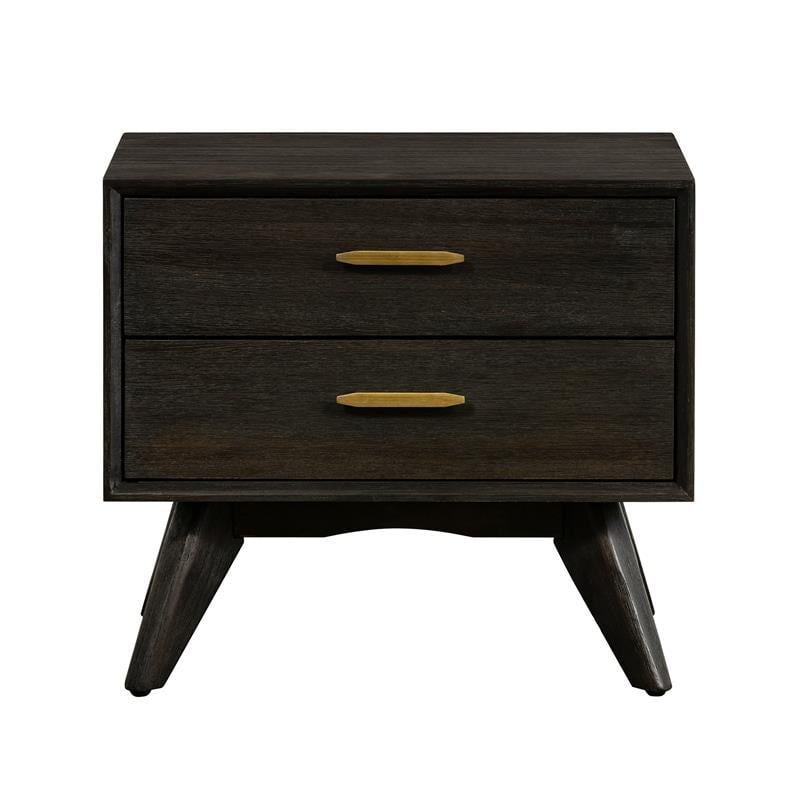 Armen Living Baly Mid-Century Wood 2-Drawer Night Stand in Brown