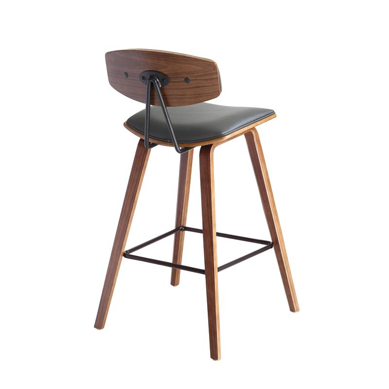 Armen Living Fox Modern Faux Leather Kitchen Barstool in Gray