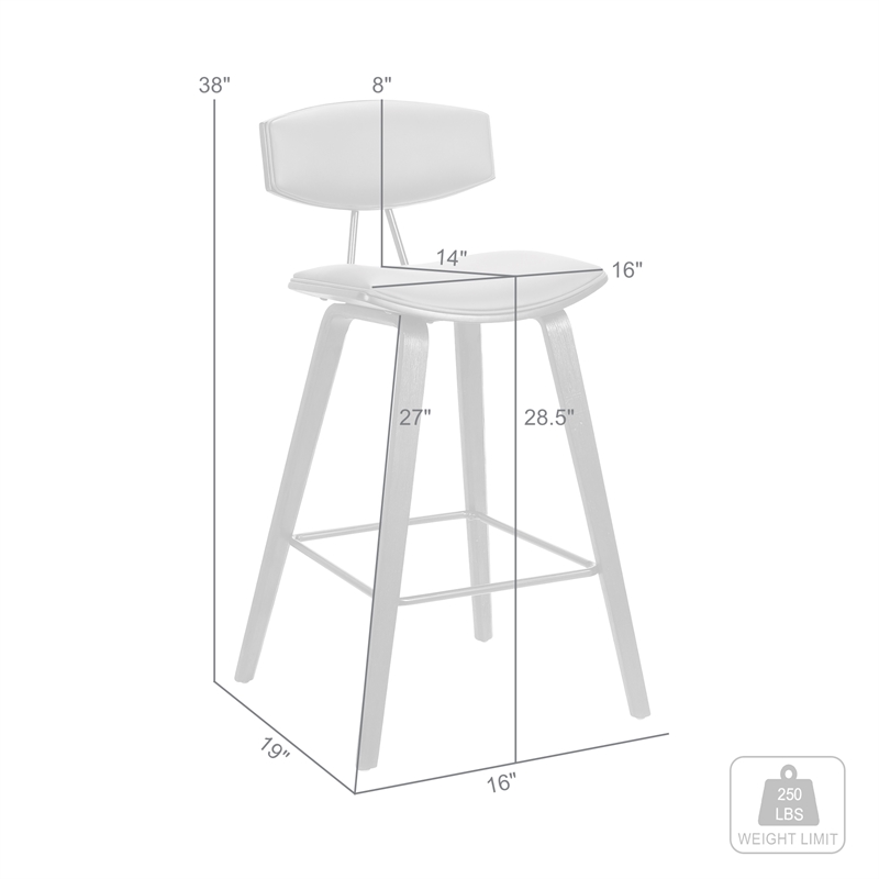 Armen Living Fox Modern Faux Leather Kitchen Barstool in Gray