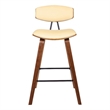 Armen Living Fox 25.5&quot Faux Leather Kitchen Counter Stool in Cream/Walnut