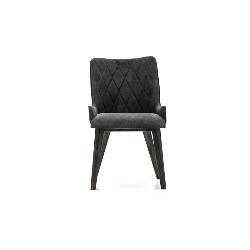 Armen Living Alana Upholstered Fabric & Wood Dining Chair in Charcoal (Set of 2)