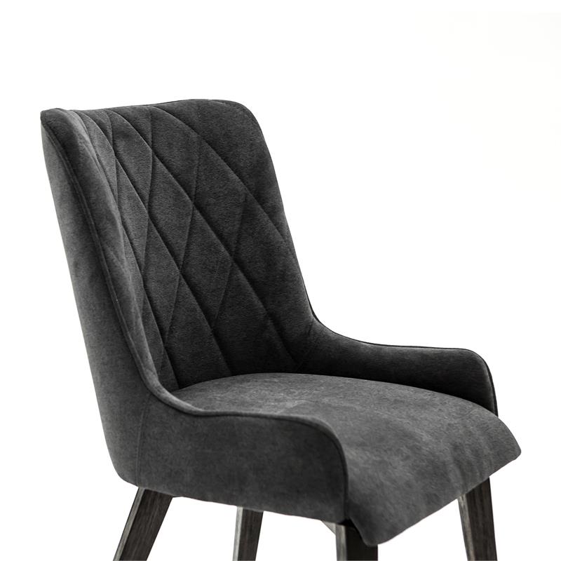 Armen Living Alana Upholstered Fabric & Wood Dining Chair in Charcoal (Set of 2)