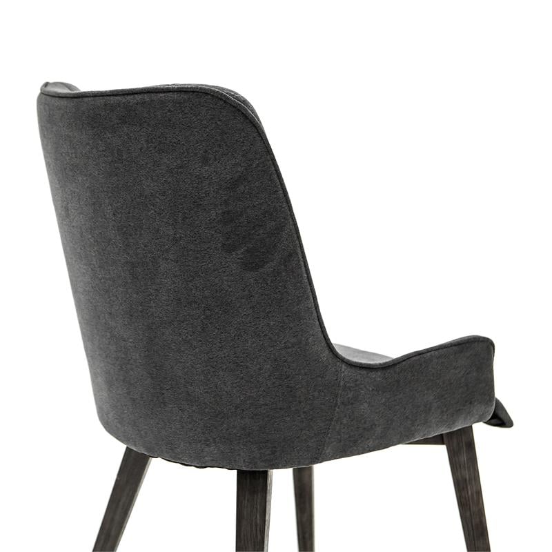 Armen Living Alana Upholstered Fabric & Wood Dining Chair in Charcoal (Set of 2)