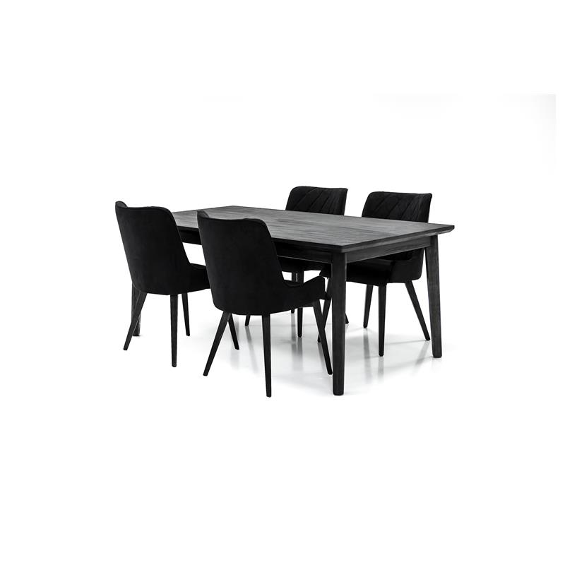 Armen Living Alana Upholstered Fabric & Wood Dining Chair in Charcoal (Set of 2)