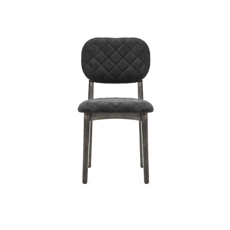 Armen Living Katelyn Fabric/Wood Dining Chair in Midnight Black/Gray (Set of 2)